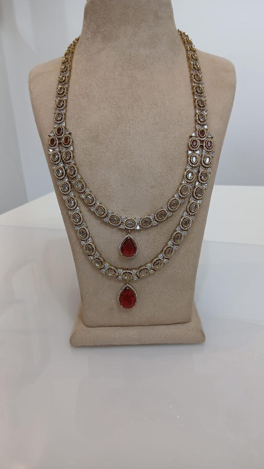 Royal Ruby Layered Necklace Set