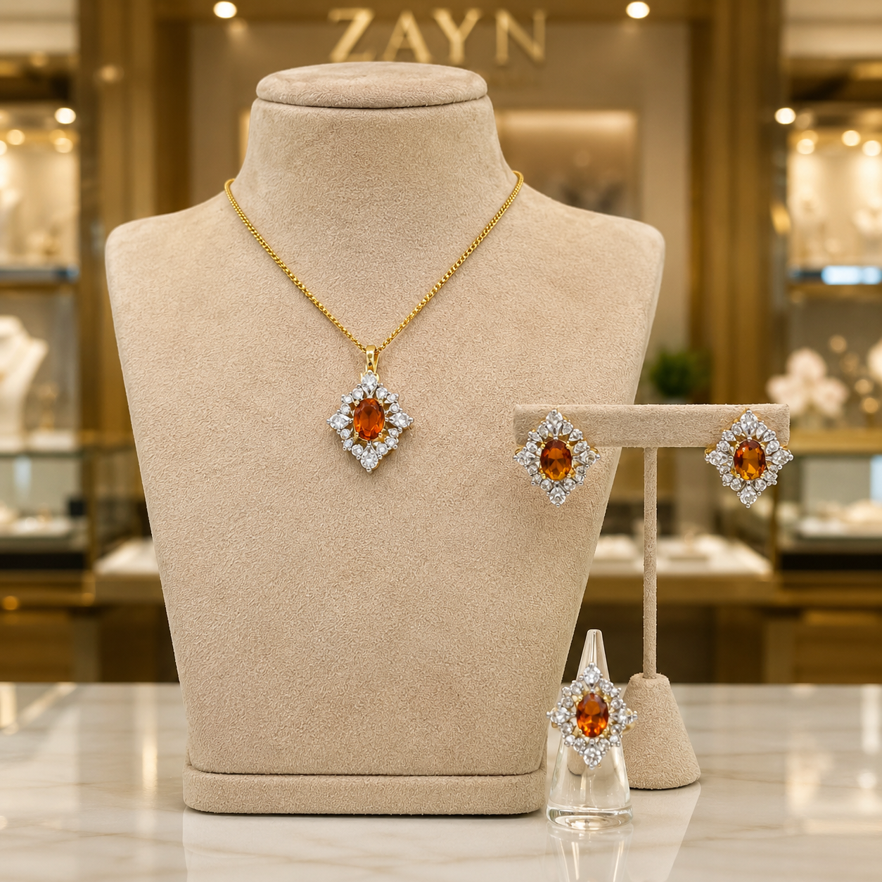 Amber Crystal Starburst Set