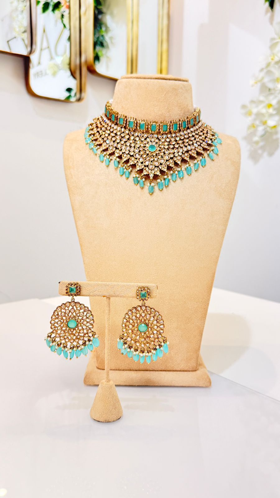 Antique Gold Turquoise Bridal Set