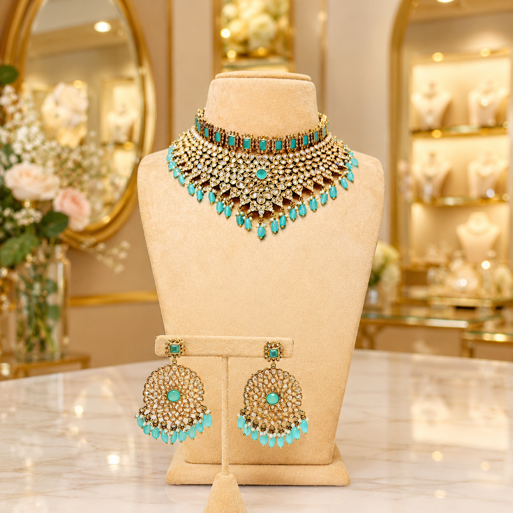 Antique Gold Turquoise Bridal Set