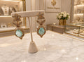 Aqua Blue Floral Drop Earrings