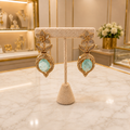 Aqua Blue Floral Drop Earrings