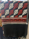 Black Crimson & Ivory Embroidered Kashmiri Shawl