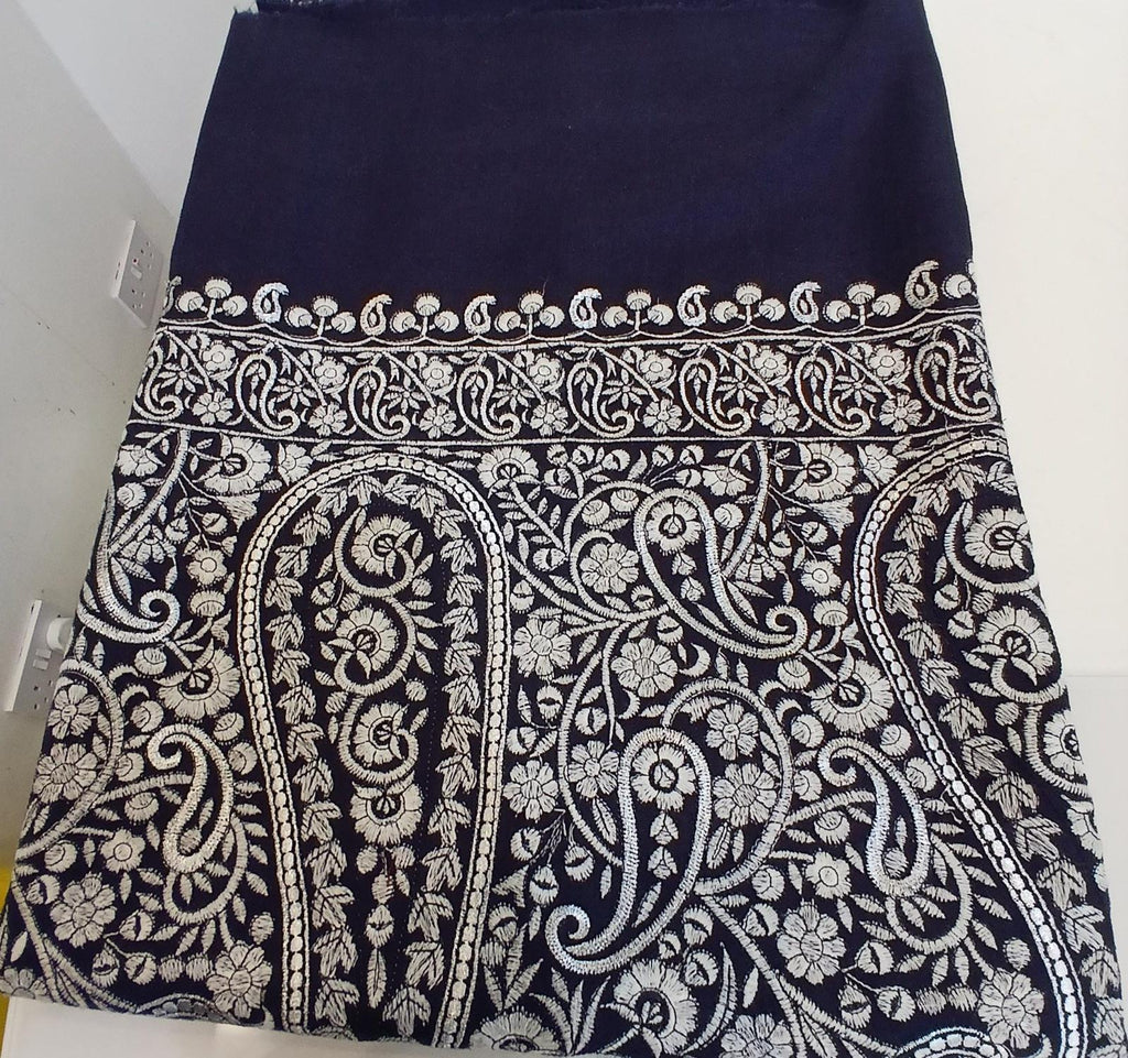Black & Ivory Paisley Kashmiri Shawl