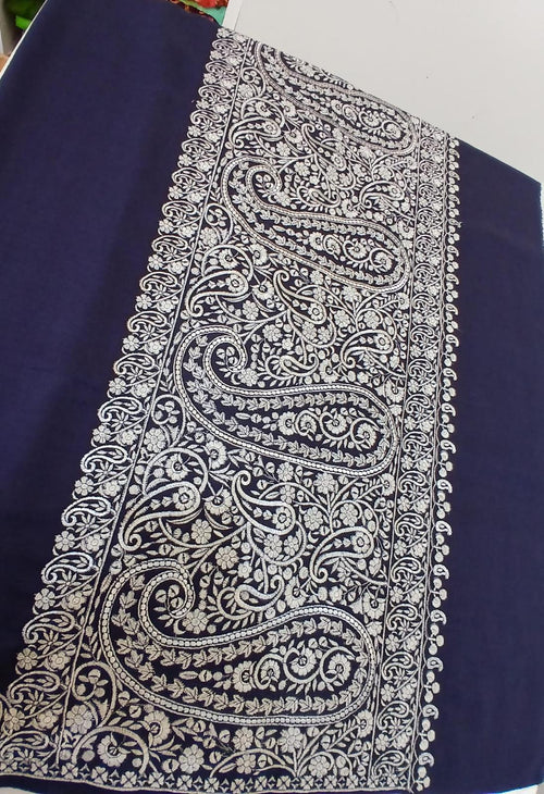 Black & Ivory Paisley Kashmiri Shawl