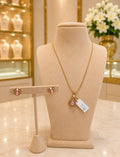 Blush Pink Pendant Necklace Set with Matching Earrings