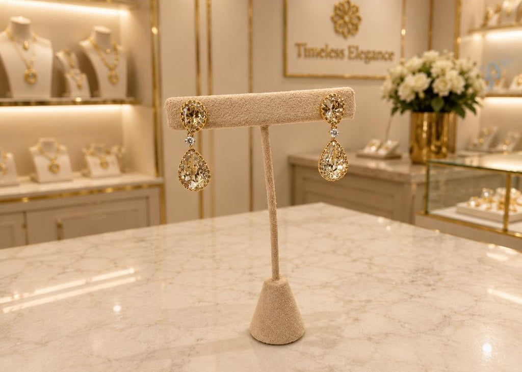 Champagne Crystal Teardrop Earrings