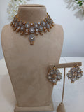 Champagne Gold Teardrop Choker Set with Crystal Earrings