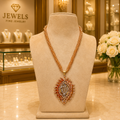 Champagne Beaded Necklace with Gold Teardrop Statement Pendant