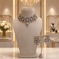 Champagne Gold Teardrop Choker Set with Crystal Earrings