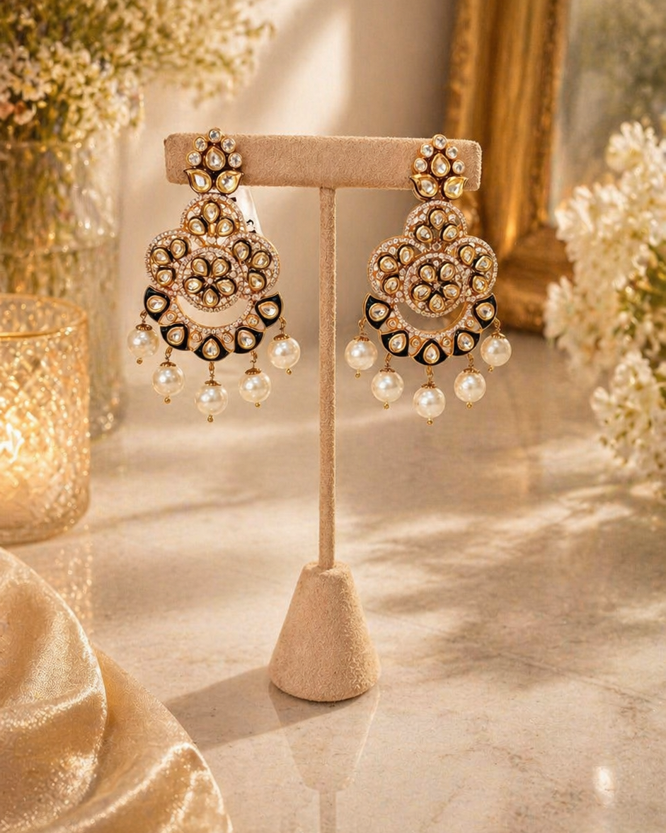 Pearl Drop Kundan Earrings