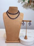 Classic Sapphire Blue Layered Necklace & Earrings Set – Timeless Evening Jewelry