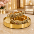 Elegant Antique Gold-Tone Traditional Bangle Set for Women