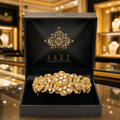 Elegant Gold-Plated Floral Stone Bracelet for Women