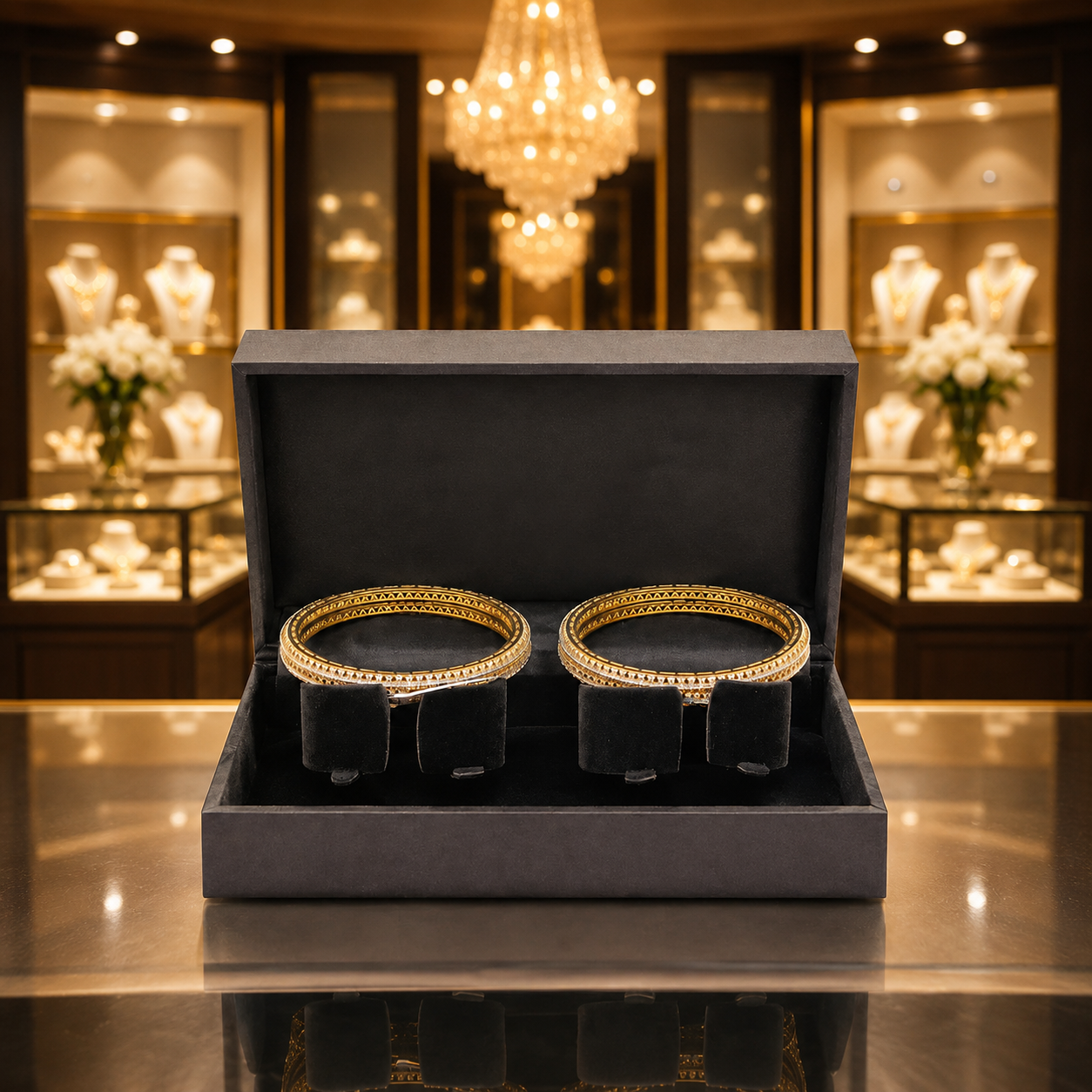 Elegant Gold-Tone Stone-Studded Bangle Set for Women
