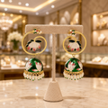 Elegant Green Floral Jhumka Earrings for Women