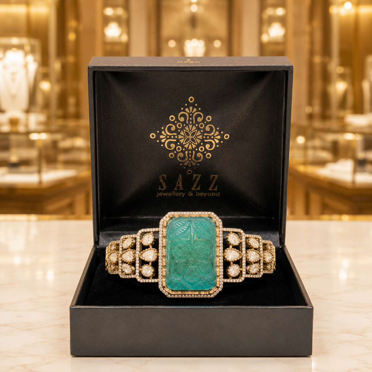 Elegant Green Stone Statement Bracelet for Women