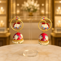 Elegant Red Floral Jhumka Earrings for Women