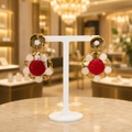 Elegant Red Floral Statement Earrings for Women