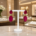 Elegant Ruby Pink Drop Earrings for Women