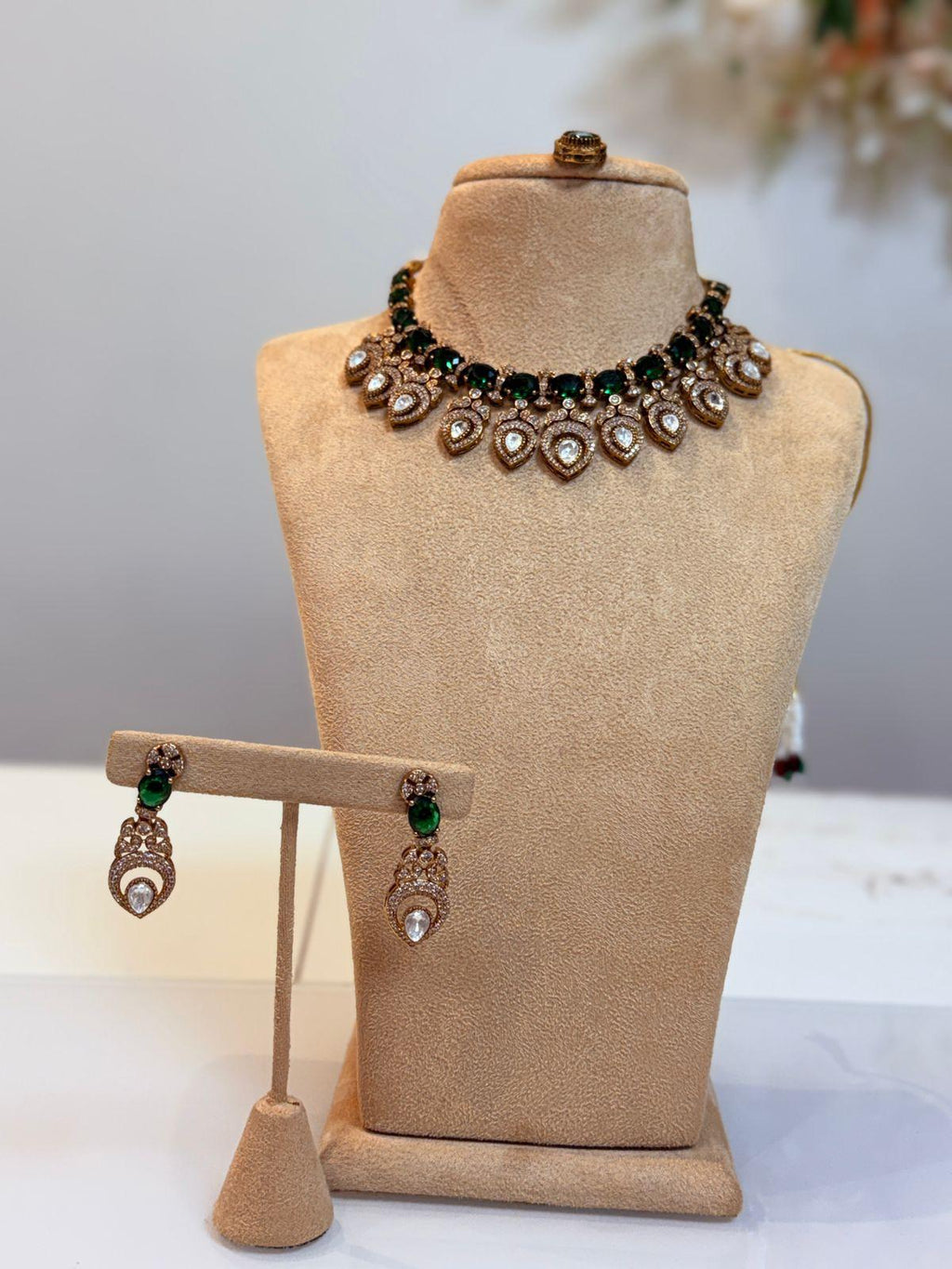 Emerald Royale Crystal Statement Necklace & Earring Set