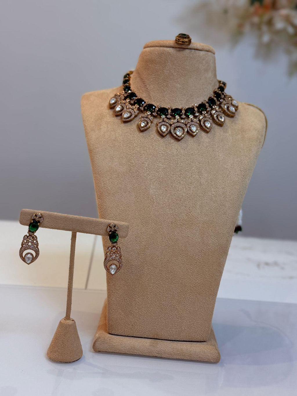 Emerald Royale Crystal Statement Necklace & Earring Set