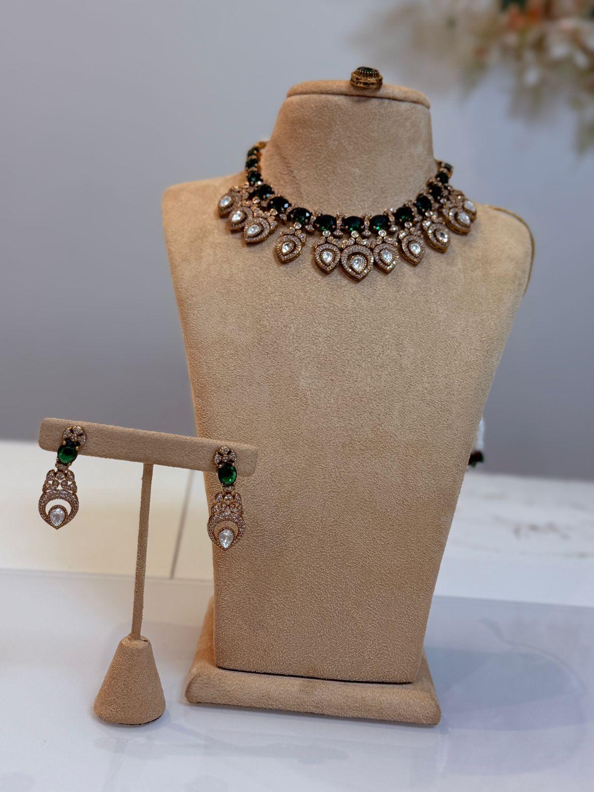 Emerald Royale Crystal Statement Necklace & Earring Set