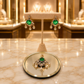 Emerald Green Kundan Style Drop Earrings with Maang Tikka