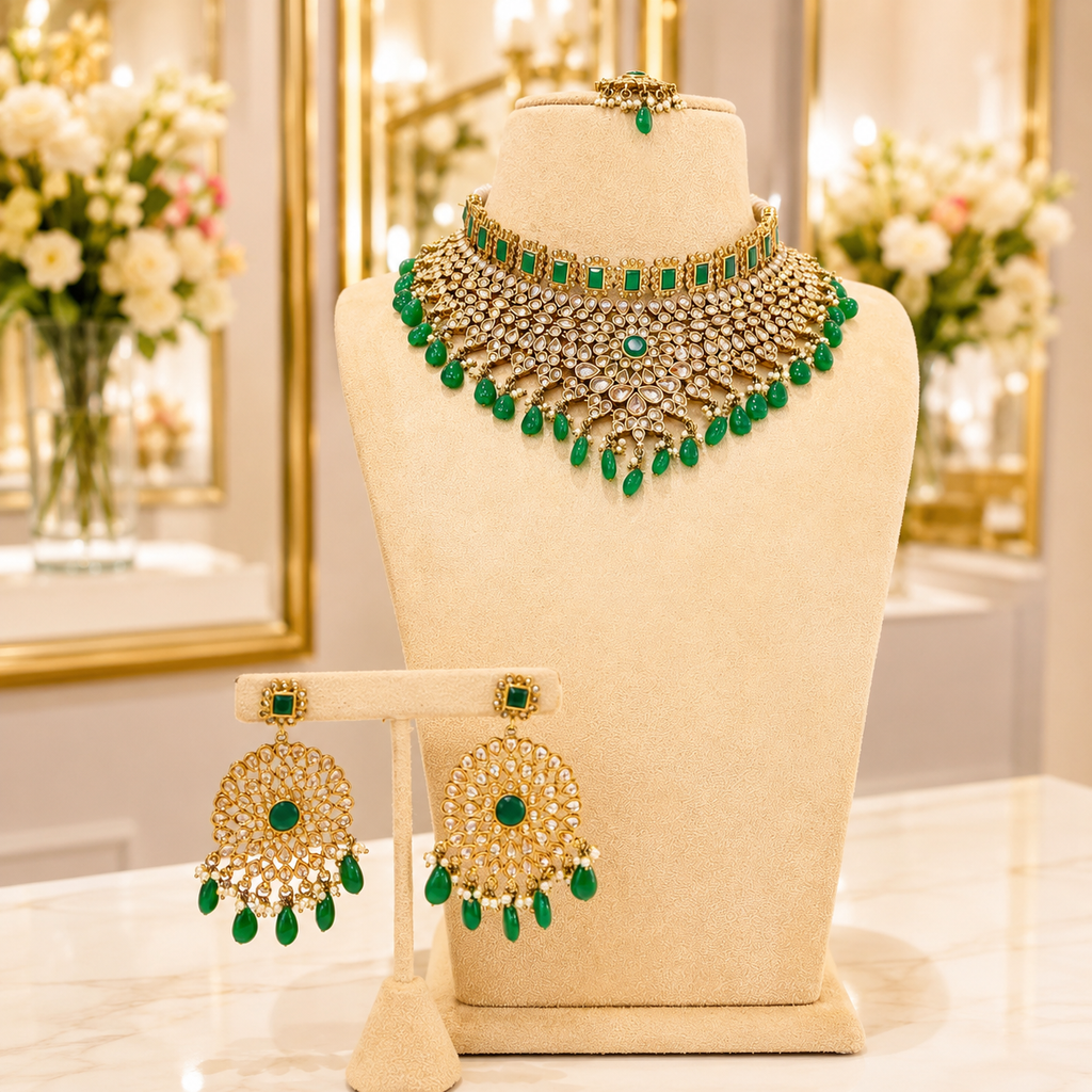 Emerald Kundan Bridal Choker Set