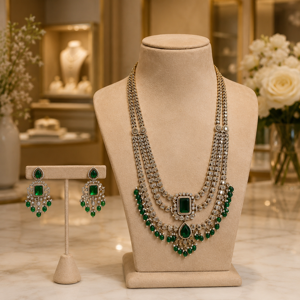 Emerald Multi-Layer Statement Necklace Set