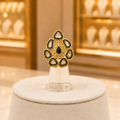 Gold-Tone Black & Clear Teardrop Stone Ring