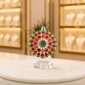 Gold-Tone Pink, Green & Teal Circular Statement Ring