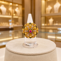 Gold-Tone Pink & Purple Cluster Ring