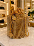 Gold Beaded Bucket Potli Bag