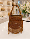 Gold Beaded Fringe Shoulder Bag