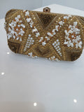 Gold Pearl Beaded Clutch Bag