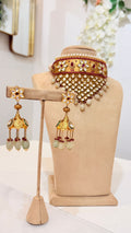 Gold Pearl Kundan Choker Set with Traditional Jhumka Earrings