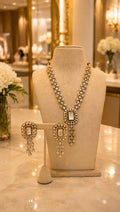 Gold Polki Style Pearl Drop Necklace and Earrings Set