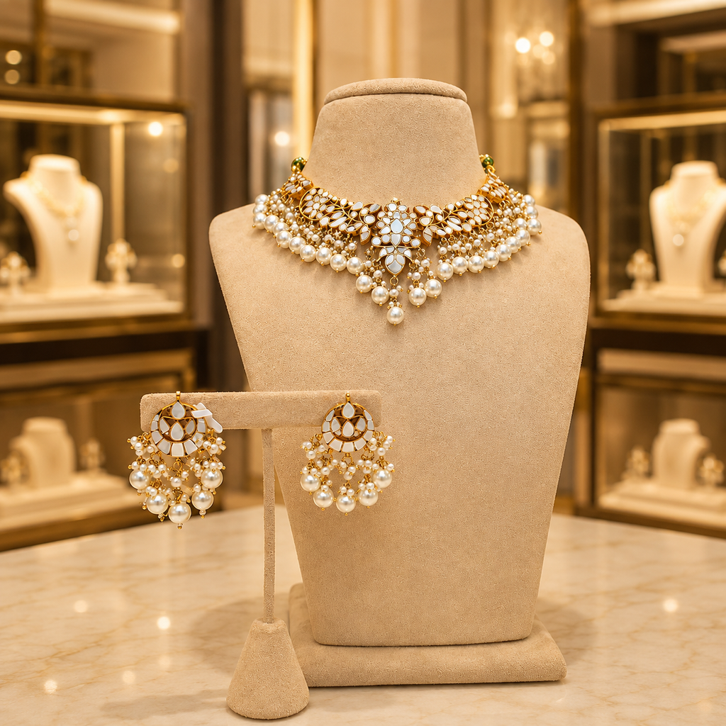 Gold finish-Mother of pearls Choker