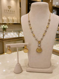 Golden Yellow Stone Pendant Necklace and Earrings Set