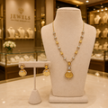 Golden Yellow Stone Pendant Necklace and Earrings Set