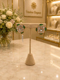 Green Floral Crystal Stud Earrings