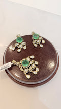 Green Stone Kundan Jewelry Set with Earrings