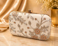 Ivory Floral Embroidered Clutch Bag