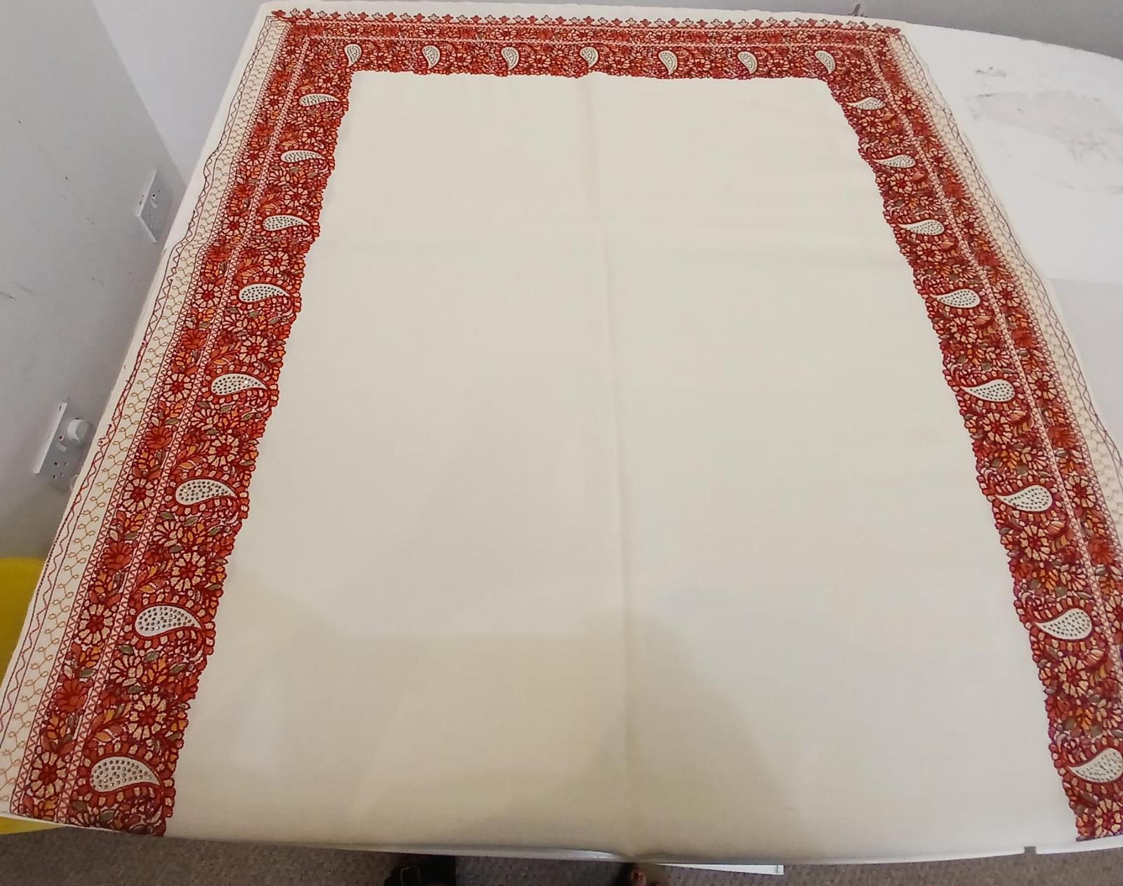 Ivory Paisley Kashmiri Embroidered Shawl
