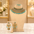Layered Turquoise Gold Choker Set