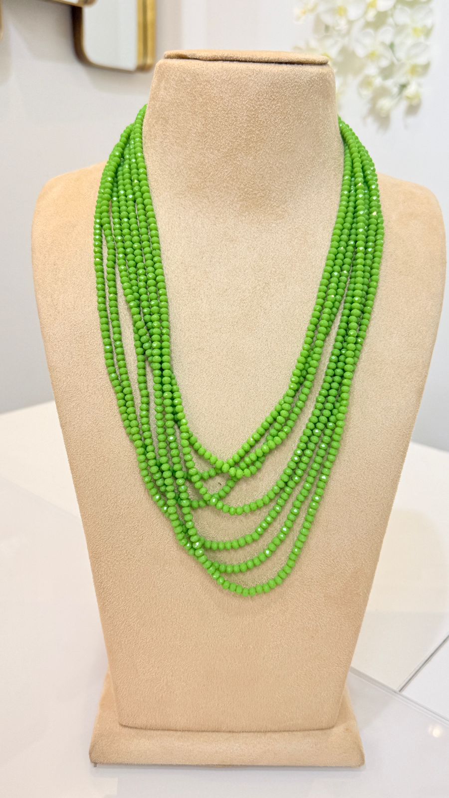 Lime Green Multi Layer Beaded Necklace