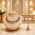 Luxury Emerald Drop Statement Necklace Set with Matching Earrings – Bridal & Party Wear