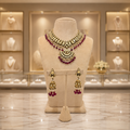 Maroon Bead Antique Gold Kundan Choker Set with Jhumka Earrings