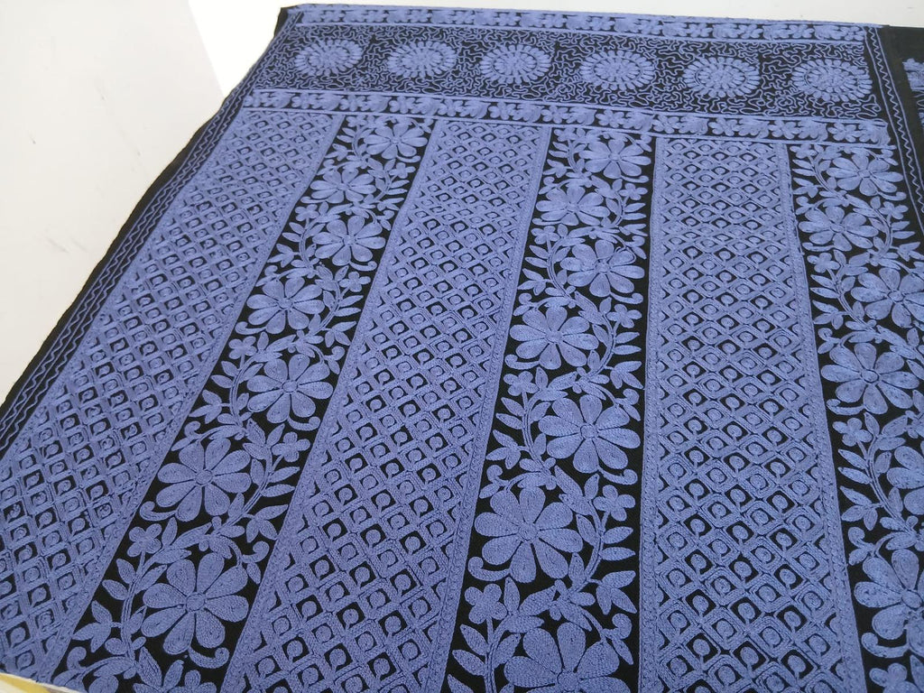 Midnight Bloom Kashmiri Embroidered Shawl